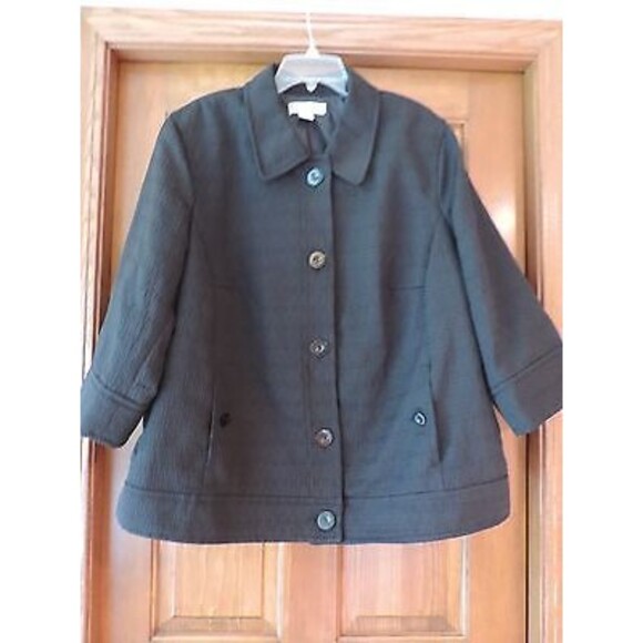 Sag Harbor Black TRENDY WOMEN'S BUTTON-UP JACKET LINED POCKETS Size 24W - Picture 1 of 6